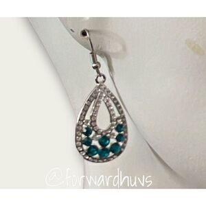 Bundle Sale 3 for $15 | Dangle Silver Tone | Blue Rhinestone Earrings